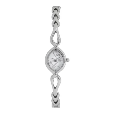 Titan Quartz Analog Silver Dial Metal Strap Watch for Women