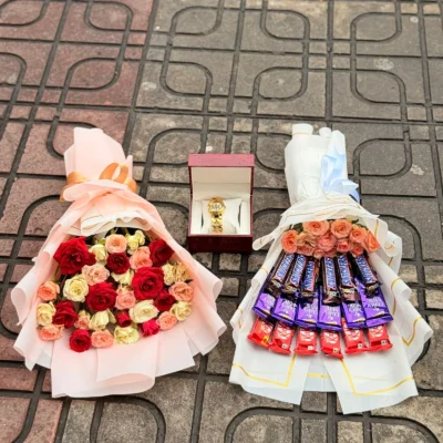 Luxury 30 Rose Bouquet with Ladies Watch & Chocolates | Premium Flower Delivery in Dhaka