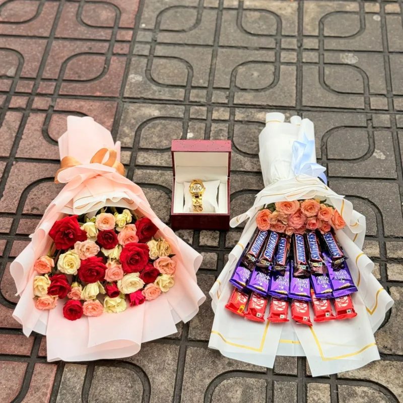 Luxury 30 Rose Bouquet with Ladies Watch & Chocolates | Premium Flower Delivery in Dhaka