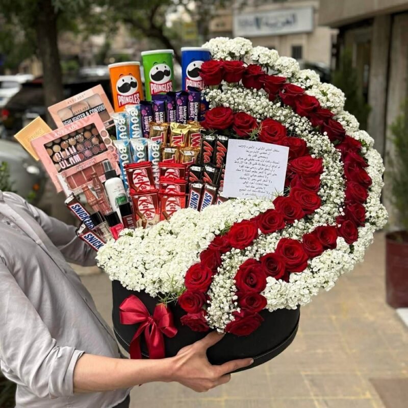 Luxury Snack & Makeup Palette Gift Set with Roses