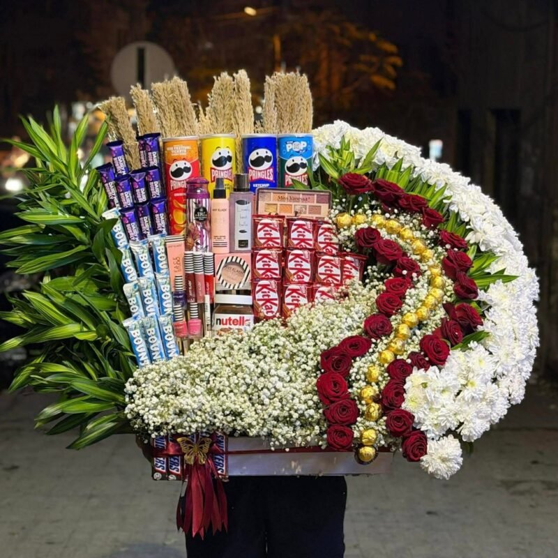 Makeup & Chocolate Flower Gift Arrangement