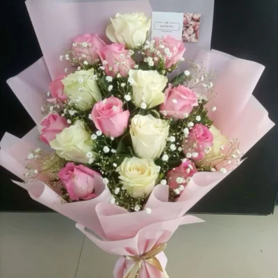 Pink & White Rose Bouquet Delivery in Dhaka