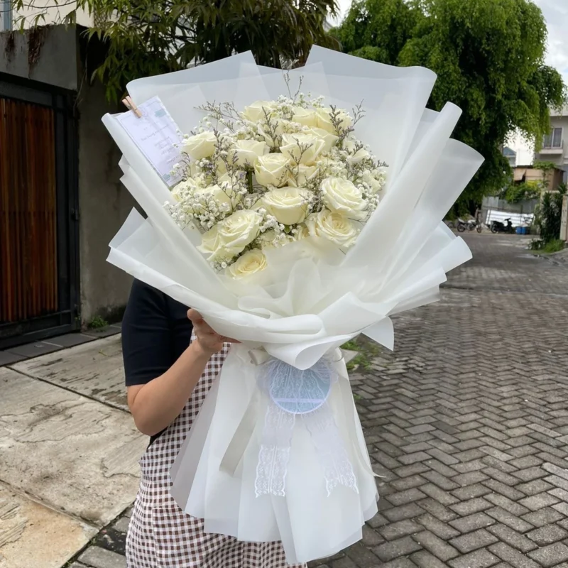 30 White Rose Bouquet Delivery in Dhaka