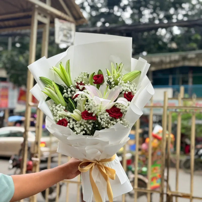 Lily & Red Rose Bouquet Delivery in Dhaka