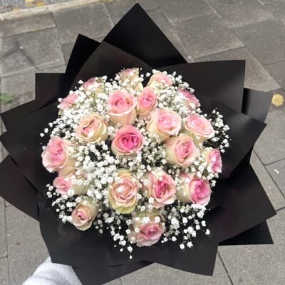 Simple Pink Rose Bouquet – Fresh Flower Delivery Dhaka
