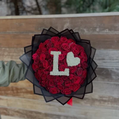 Letter L Red Rose Bouquet Delivery in Dhaka