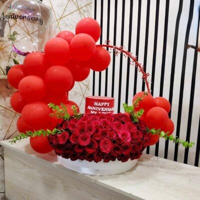 Red Heart Anniversary Rose & Balloon Package