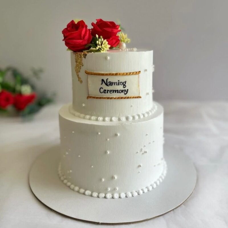 Red Roses Naming Ceremony Cake Topper Set with Pearls (6 pound)
