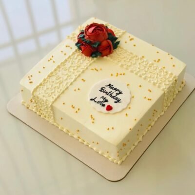 Red Roses Square Cream Cake 2kg