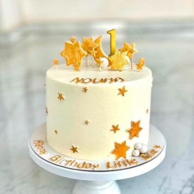 Golden Star & Moon Cake Topper Set with Number 1 (1kg)
