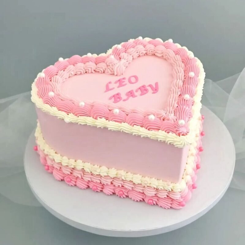 Pink Heart Leo Baby Cake 1kg