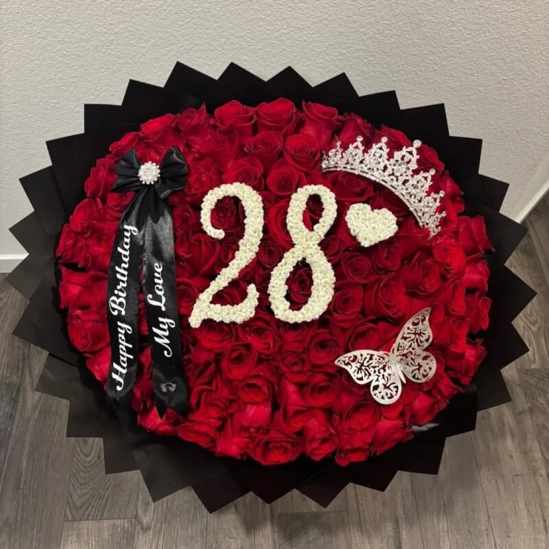 Birthday Special Bouquet with 80–90 Red Roses