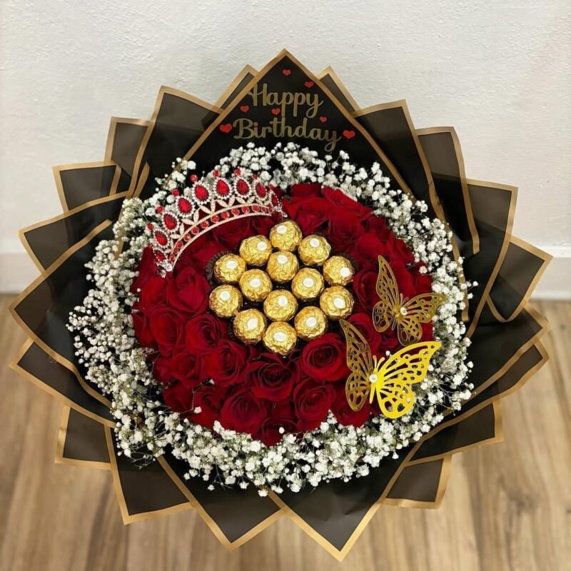Red Rose & Ferrero Rocher Crown Bouquet